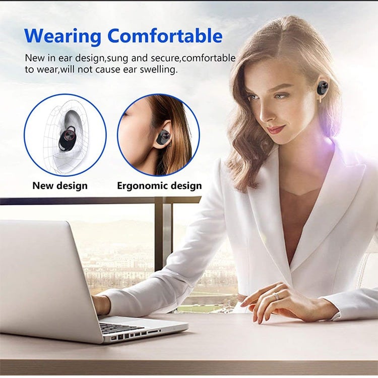 Trådløse In-Ear Hodetelefoner Bluetooth V5.0 (svart) | Skanto