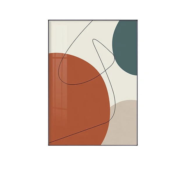 Moderne abstrakte jordnære toner geometrisk veggkunst fine kunst lerretstrykk bilder for stue spisestue moderne hjemmeinnredning | Skanto