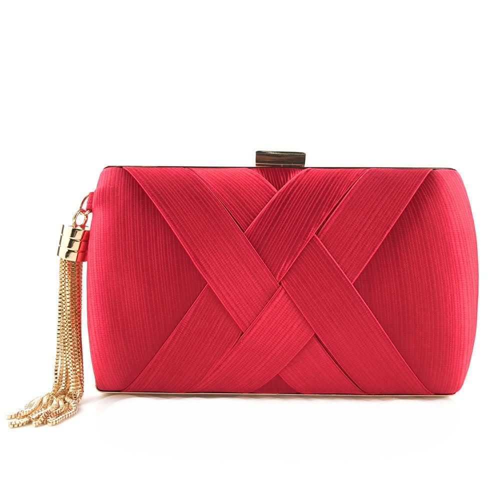Skanto | Bellavine Satin Kvelds Clutch | Luksuriøs Kvast Håndveske for Bryllup, Galas og Elegante Kvelder