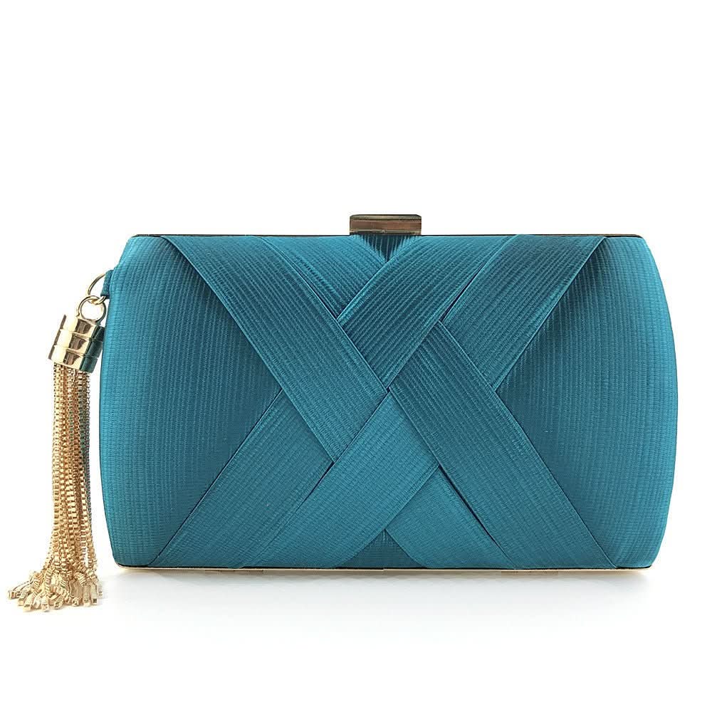 Skanto | Bellavine Satin Kvelds Clutch | Luksuriøs Kvast Håndveske for Bryllup, Galas og Elegante Kvelder