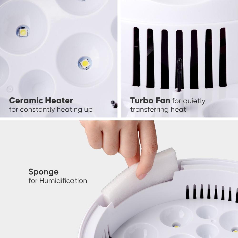 Skanto | Egg Incubator for Chicken Eggs Inkubator for Egg Hatching Chicks with Temp Control LED Chicken Hatcher