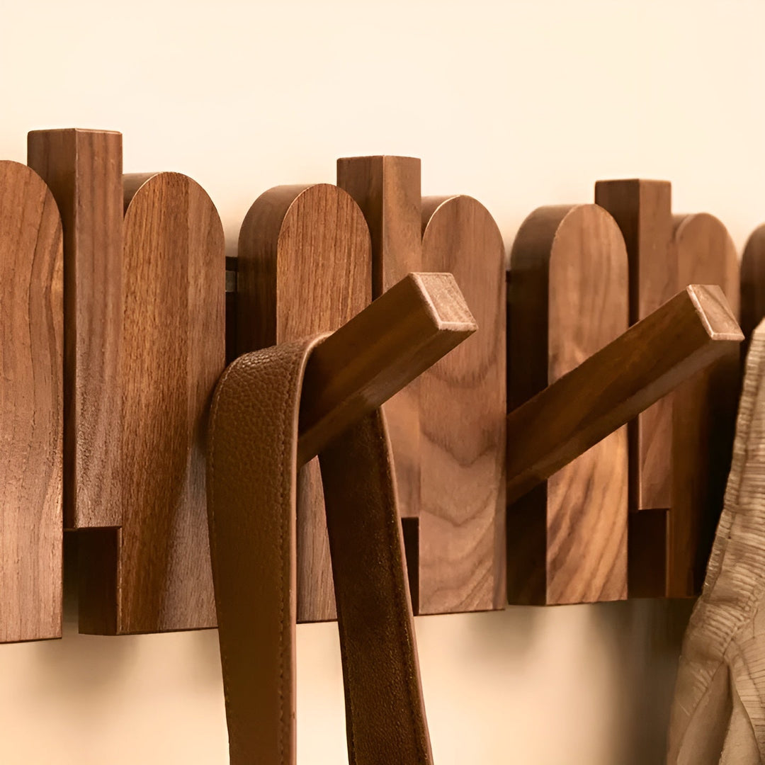 Foldbar garderobestang laget av tre – Stilfull vegghookstang | Plassbesparende løsning for ethvert rom | Skanto