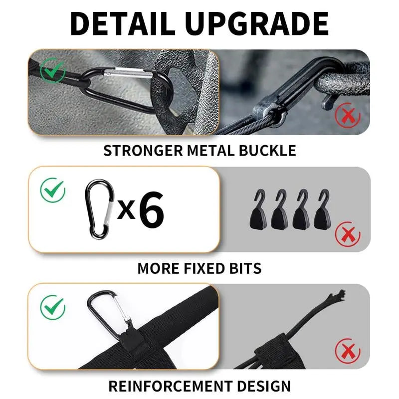 Elastisk bagasjenett med solide karabinere