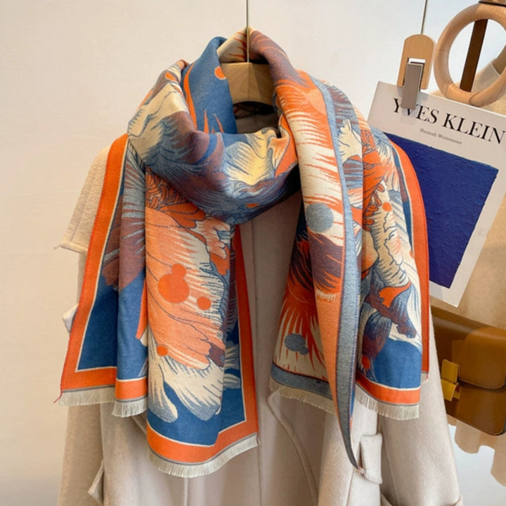 Skanto | Elegant Floral Jacquard Vevd Skjerf