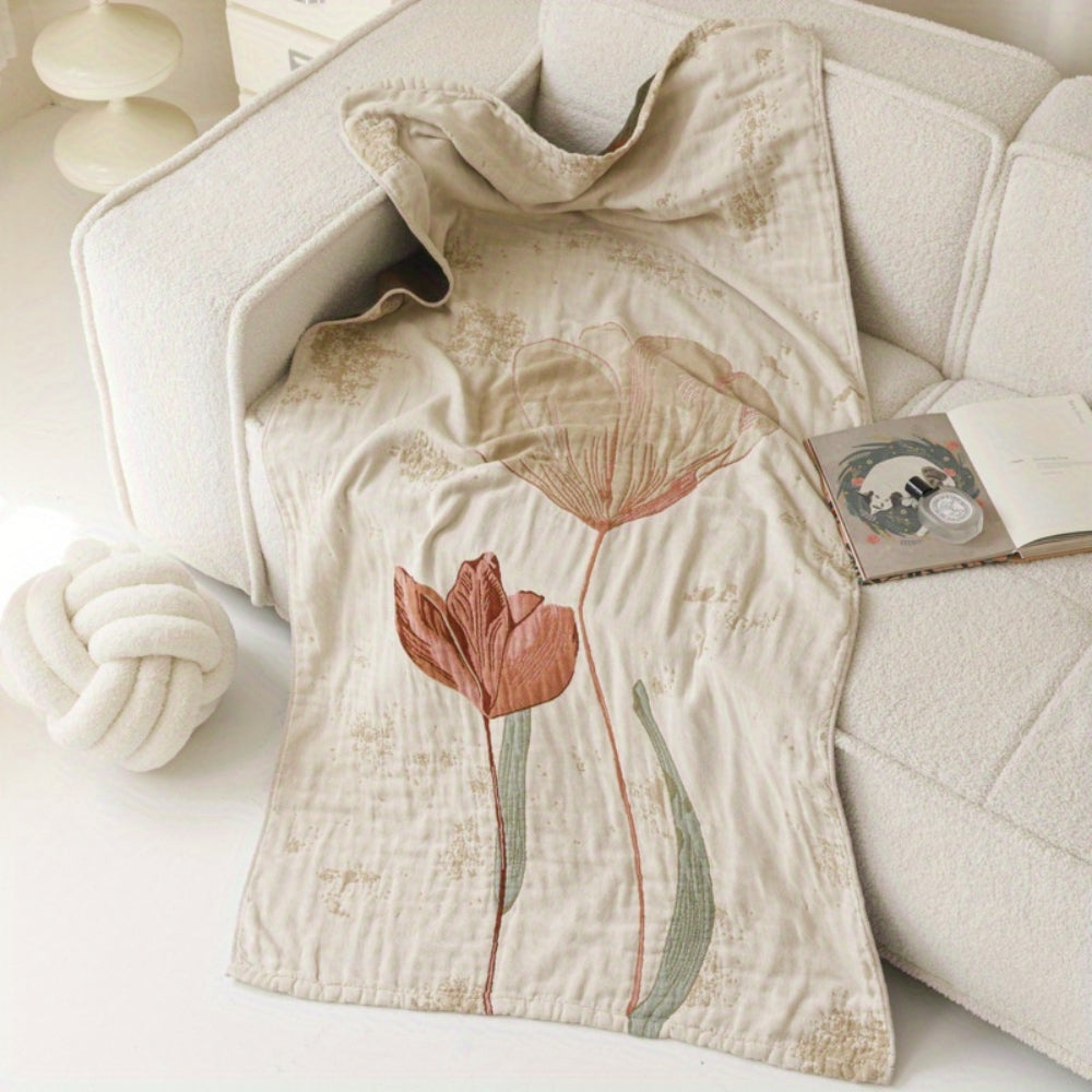 Skanto | Elegant Floral Print Badetøfler Blanket