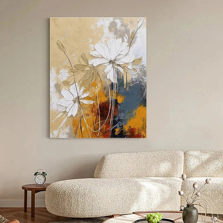 Elegant Blossoms With Gold Accents Veggkunst Fine Art Lerret Utskrifter Moderne Abstrakt Botanisk Bilde For Stue Inngangsparti Veggdekor | Skanto