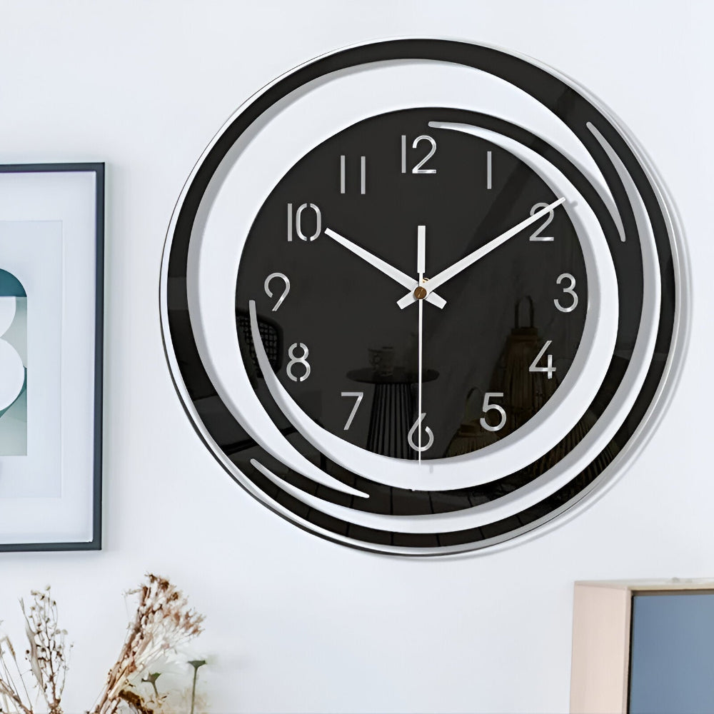 Skanto | Moderne svart akryllveggklokke i skandinavisk design 30 cm