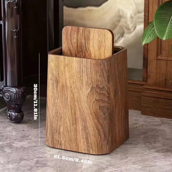 Elegant søppelbøtte i marmordesign med svinglokk