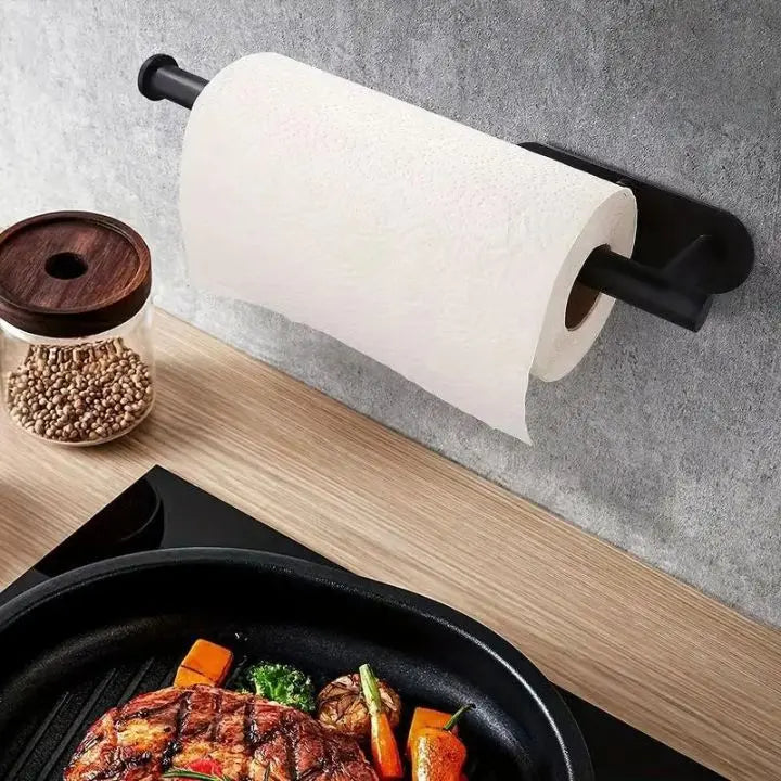 Elegant veggmontert kjøkkenpapirholder – borefri og plassbesparende