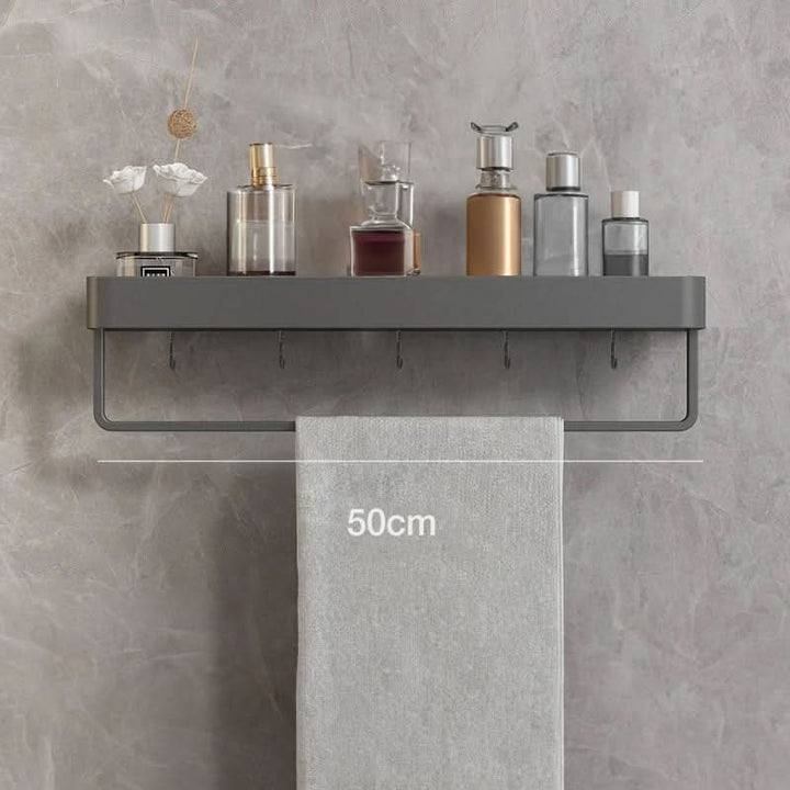 Skanto | Elegant vegghylle for badet med håndkleholder og borefri installasjon