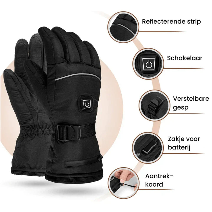 Skanto | ThermoGrip Varmede Hansker – Vanntette Unisex Hansker med 3 Varme Nivåer og Berøringsskjermfunksjon