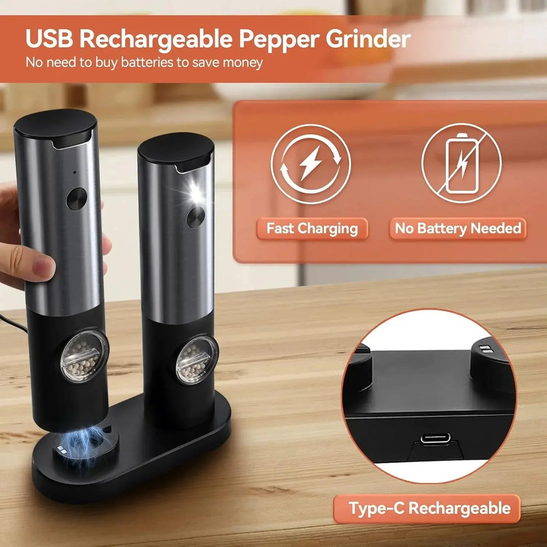 Elektrisk krydderkvernsett med USB-C ladestasjon | Skanto