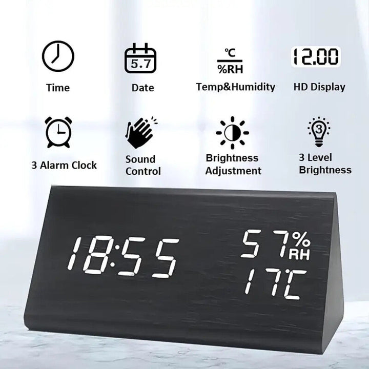 Skanto | Elora Tre LED Vekkerklokke Digital Skjerm