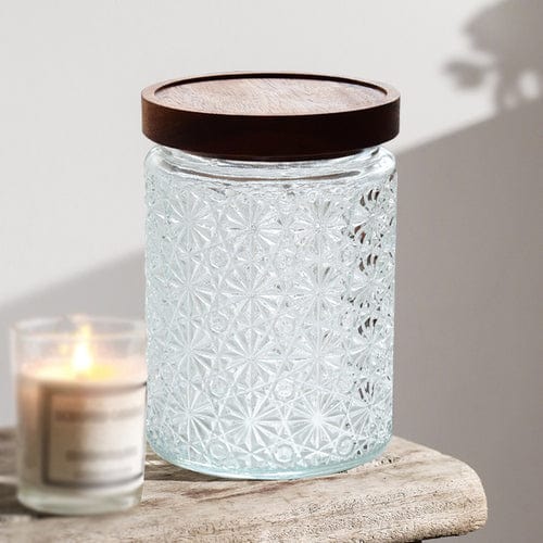 Pr prägemønster blomst glassbeholder Skanto