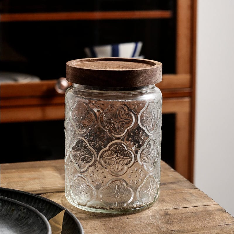 Pr prägemønster blomst glassbeholder Skanto