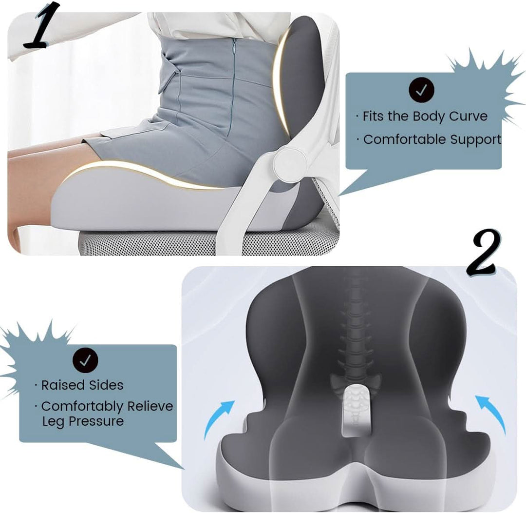 Skanto | Ergonomisk setepute med ryggstøtte for kontor, bil og reise