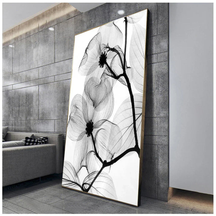 Eksotiske blomster Minimalistisk svart hvit veggkunst Fin kunst lerretstrykk Moderne botaniske bilder for stue spisestue kontor dekor | Skanto