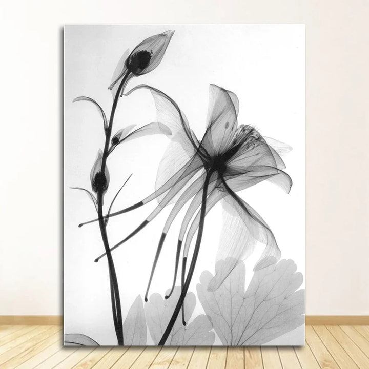 Eksotiske blomster Minimalistisk svart hvit veggkunst Fin kunst lerretstrykk Moderne botaniske bilder for stue spisestue kontor dekor | Skanto