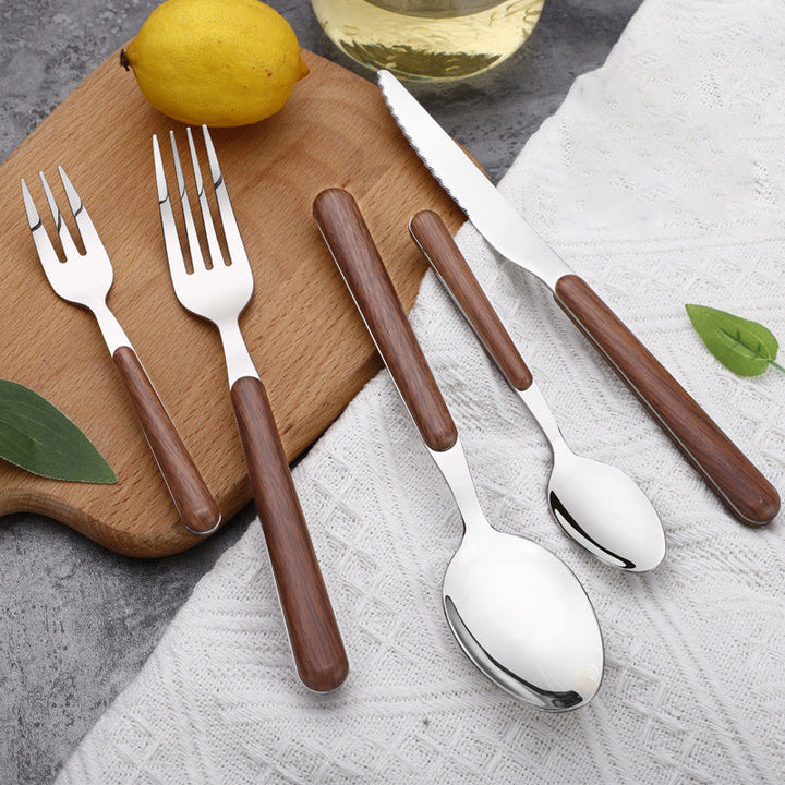 Skanto | Stål Flatware Set med Trehåndtak