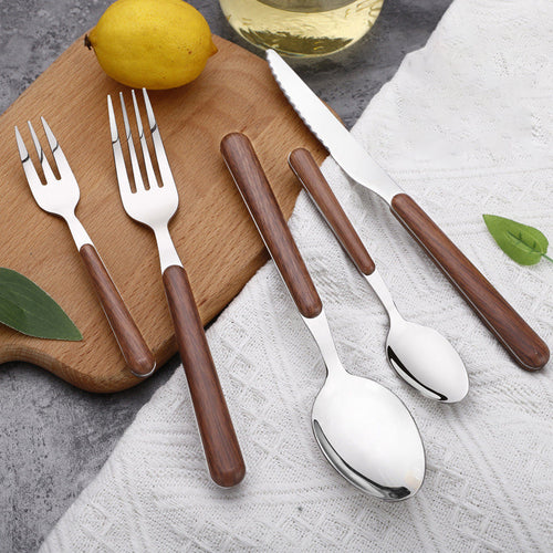 Skanto | Stål Flatware Set med Trehåndtak