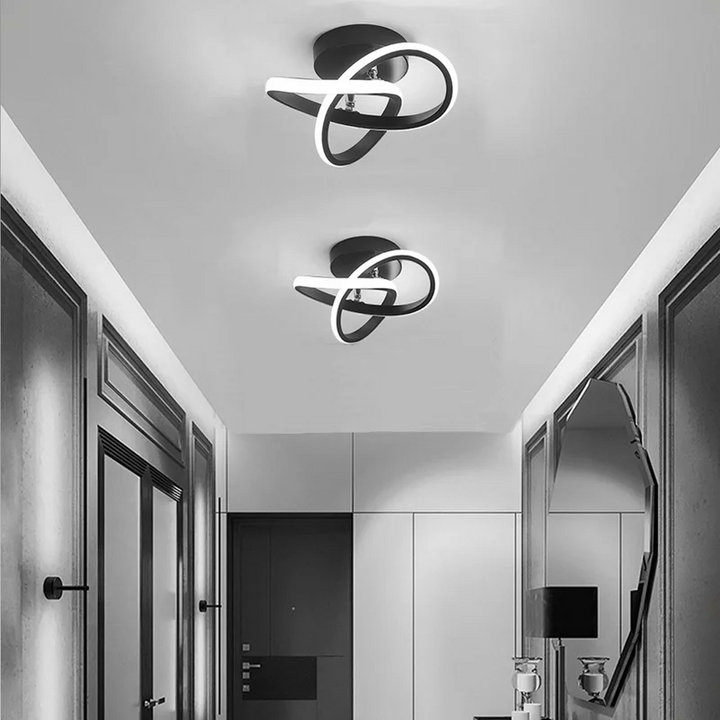 Deckenleuchte med LED-belysning, svart metallrahmen