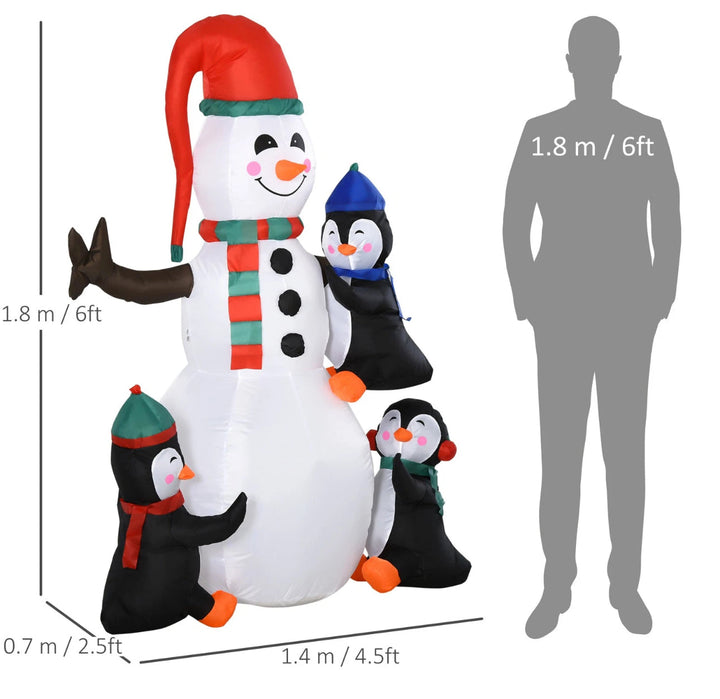 Skanto | 6ft oppblåsbar snømann og pingviner