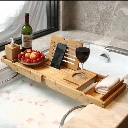 Skanto | Utvidbar Bambus Badebalje/ Caddy Tray med Stativ
