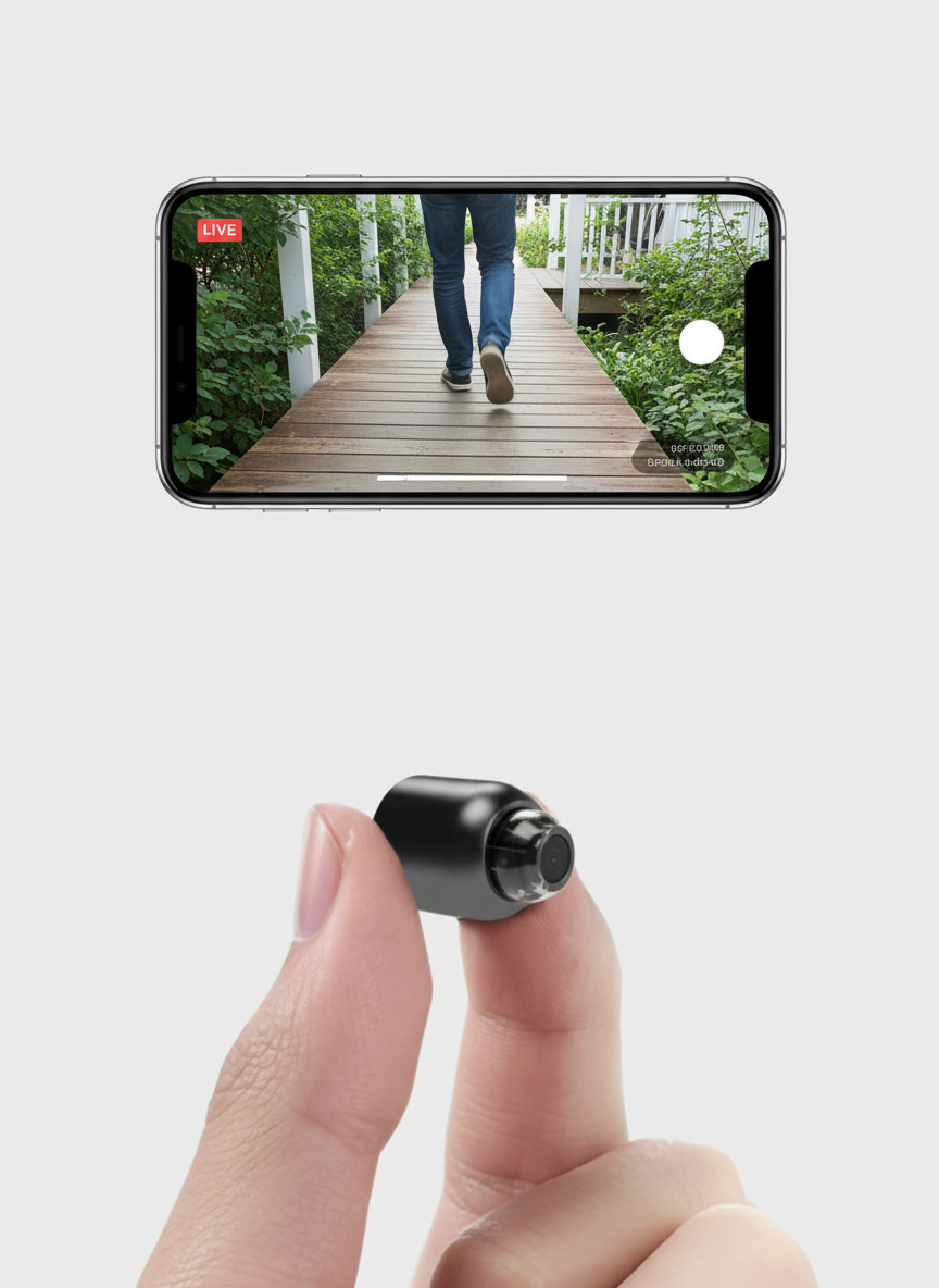 2-Pack Mini WiFi Sikkerhetskamera | 1080P HD, 140° Video, Nattesyn, Bevegelsesgjenkjenning (32GB SD inkludert)
