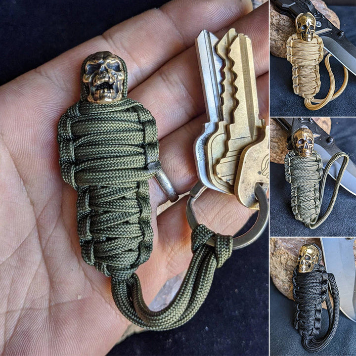 Skanto | Paracord nøkkelring mumie messing hodeskalle