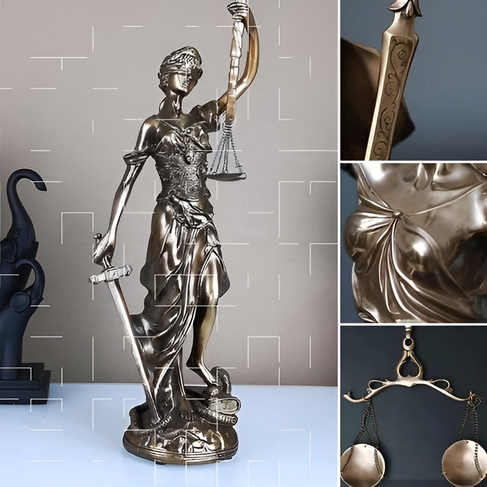 Statue av Godin of Justice – En elegant dekorativ skulptur av Justitia