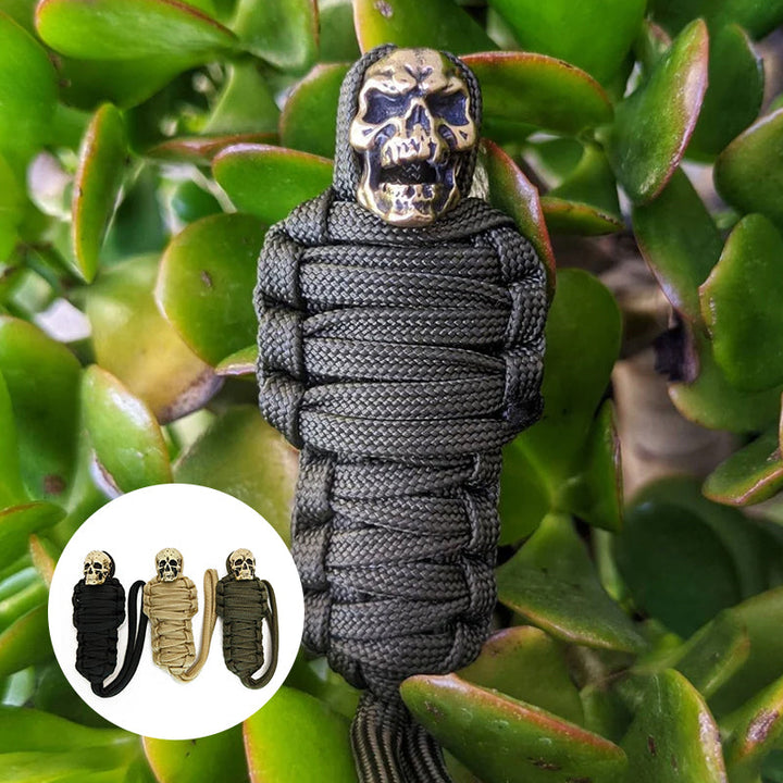 Skanto | Paracord nøkkelring mumie messing hodeskalle