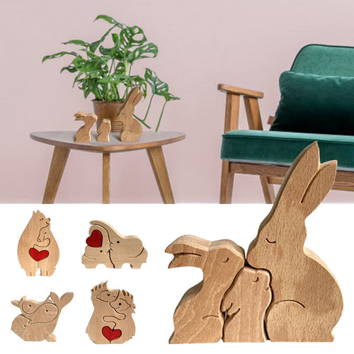 Skanto | Søtt dyrefamilie ornament, tre puslespill figur - 🎁Kjærlighetsgave