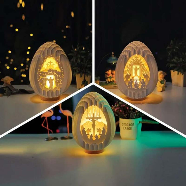 Påske 3D Papp Skrivebord Lampe med Lysende Base | Skanto