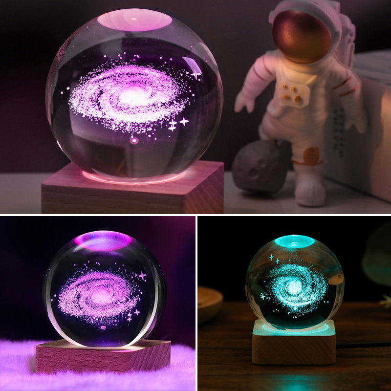 3D Galaxy Krystallkule Nattlys Dekorlampe | Skanto