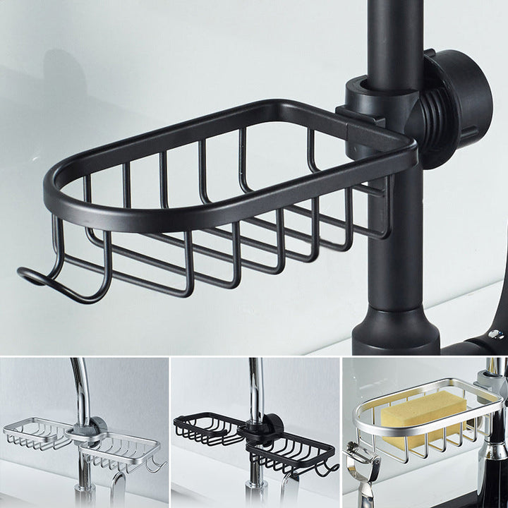 Skanto | Dusjholder for sjampo og såpe – Rustfritt aluminium – Sølv eller svart – Ingen boring