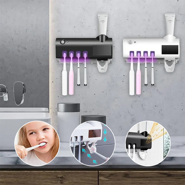 Smart UV Light Sterilizer Tandbørsteholder, Veggmontert Tannkremdispenser | Skanto