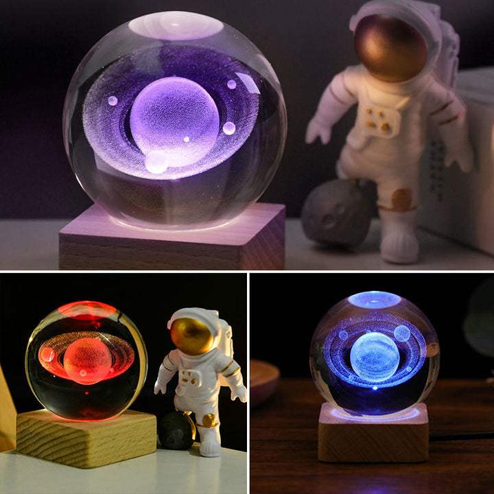 3D Galaxy Krystallkule Nattlys Dekorlampe | Skanto