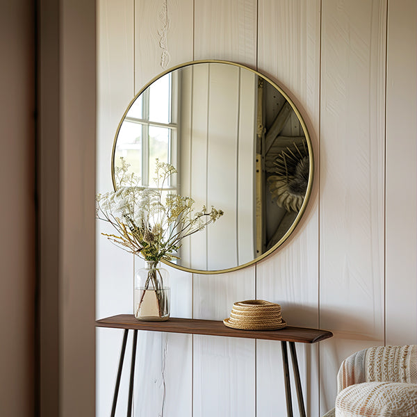 Skanto | Vintage-stil messingramme rund speil