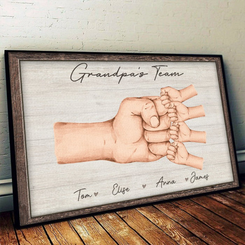 Papa & Barn, Sammen Er Vi Et Lag - Familiekjente Individuelle Horisontale Plakater - Farsdag, Fødselsdagsgave Til Papa