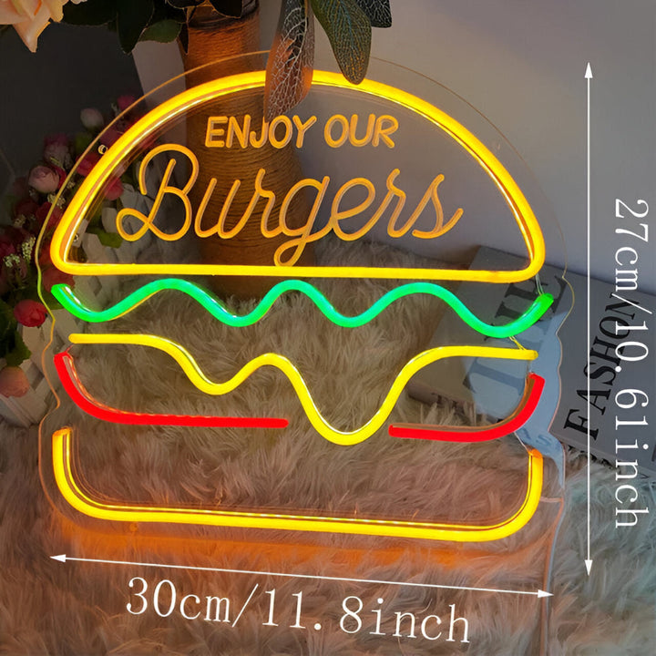Skanto | Fast Food LED Neon Lys – Fargerik Veggdekorasjon med USB Tilkobling