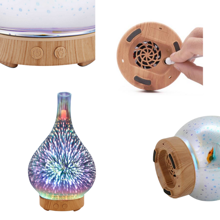 Vaseformet eterisk olje diffuser med fyrverkeri mønster