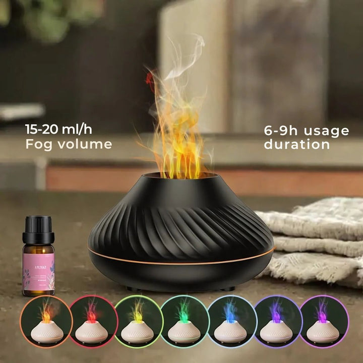 FlameGlow Luftfukter Aromaterapi Diffuser | Tilfører Fuktighet - Lindrer Tørr Luft - Hjelper med å Slappe Av - Stille Diffuser for Hjem eller Kontor Skanto