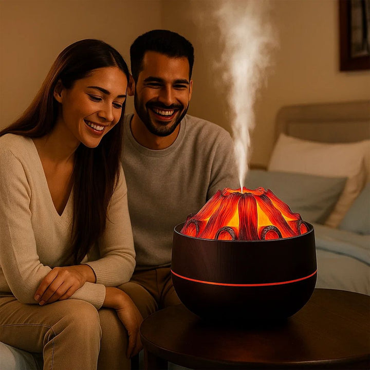 FlameMist | Aromaterapi Duft diffusor – Flamme LED – To Tåke Modus – Stille USB Design – Hjem Relaxasjon Bolleheis