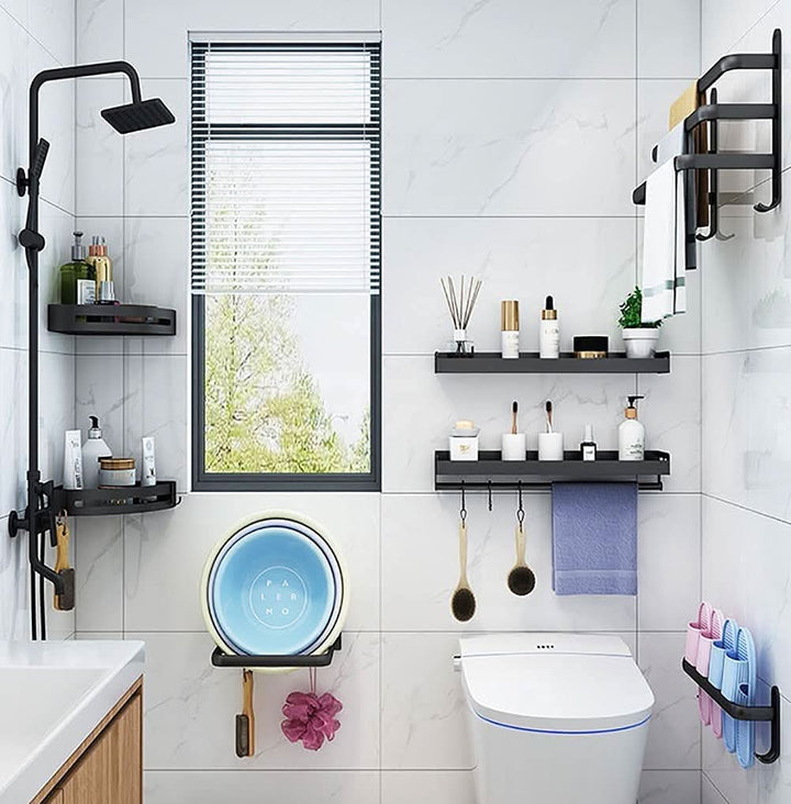 Skanto | Veggmontert baderomsregal laget av aluminium med 3 tverrspiler
