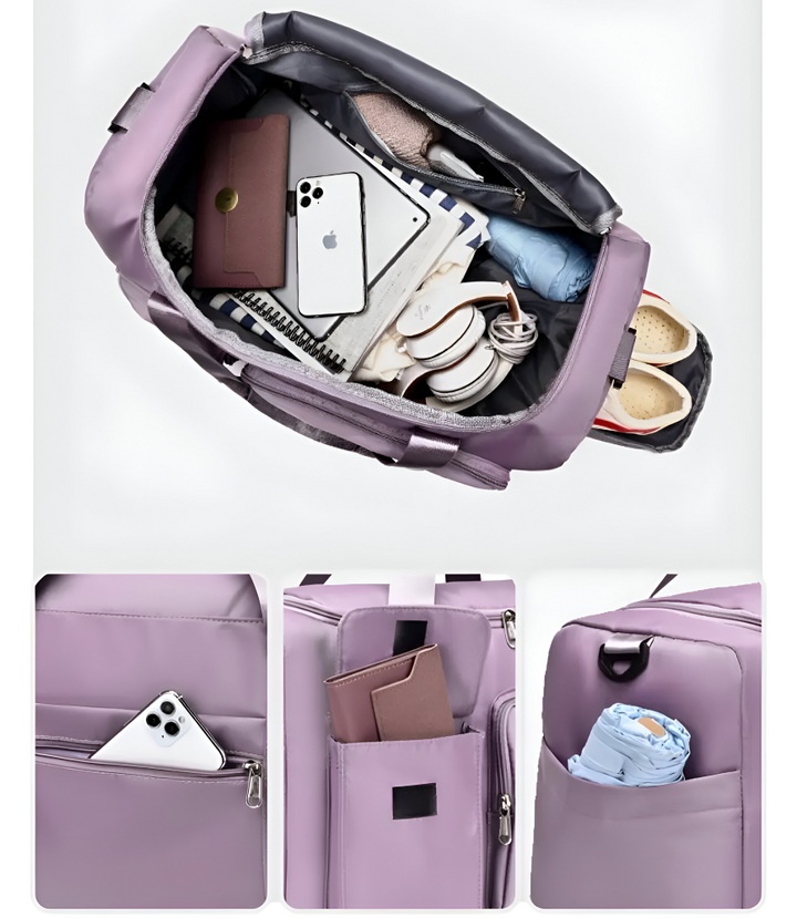 Wasserdichte Reisetasche mit Schuhfach – Leichte Wochenendtasche mit viel Staurum