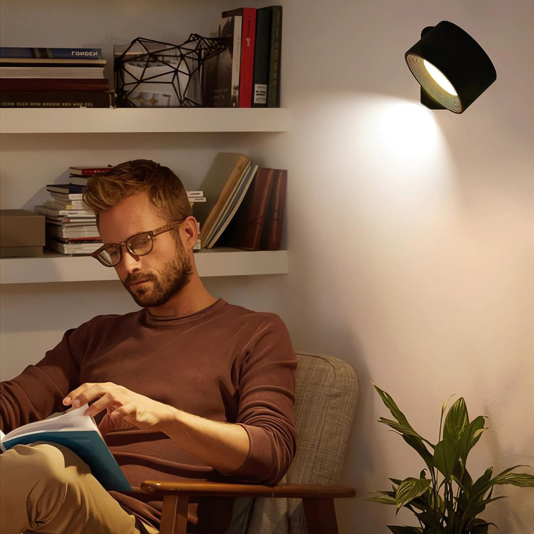 Skanto | Trådløs oppladbar 360° vegglampe | Energisparende LED, berøringskontroll og allsidig for boligbelysning