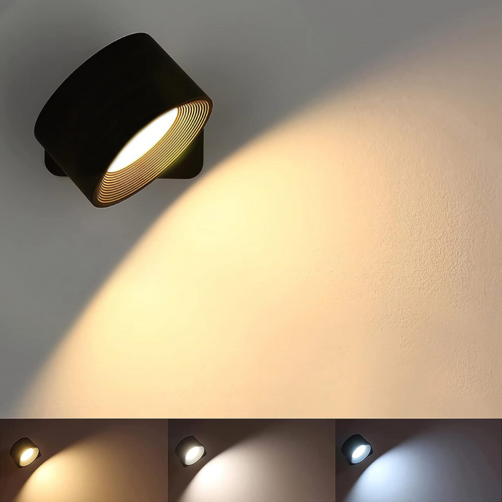 Skanto | Trådløs oppladbar 360° vegglampe | Energisparende LED, berøringskontroll og allsidig for boligbelysning
