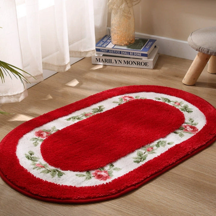 Skanto | Floral Oval Plush Badmatte