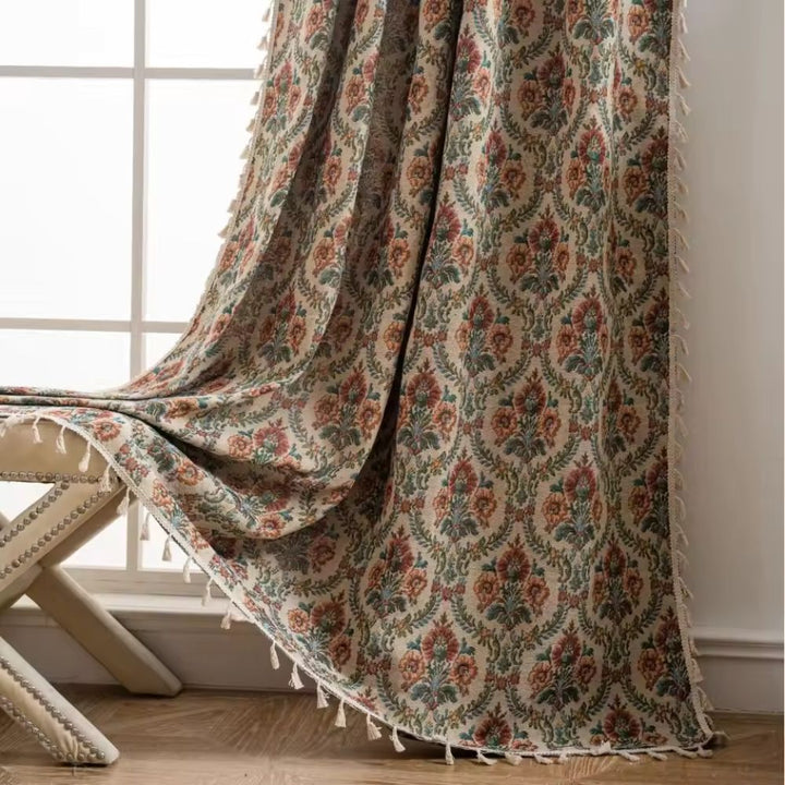 Skanto | Fransk Vintage Blomster Mønster Gardin