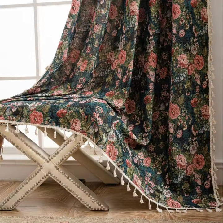 Skanto | Fransk Vintage Blomster Mønster Gardin